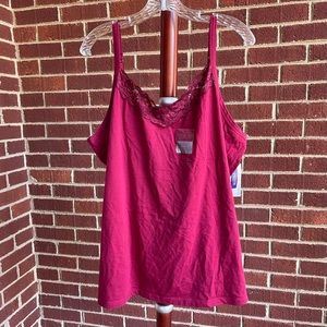 Catherine’s Camisole Suprema 95% Cotton Adjustable Straps Burgundy Red 2XWP NWT